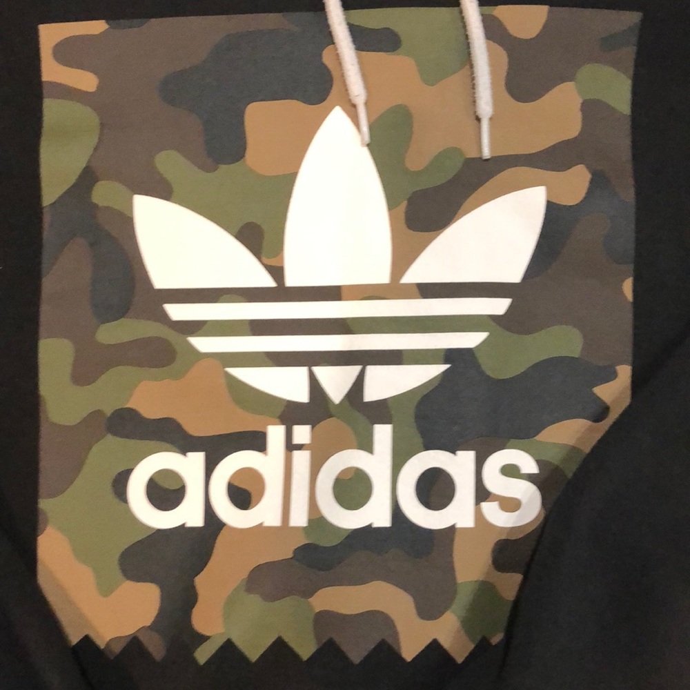 Men’s Adidas Black Camo Trefoil Hoodie Sz L